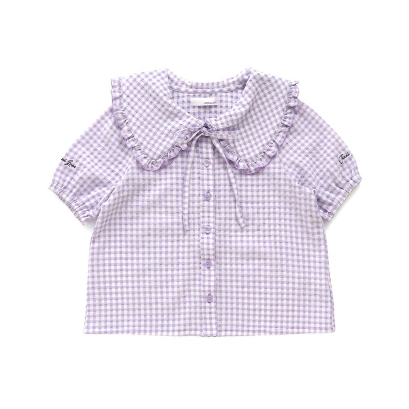 60％OFF】ギンガムチェックビッグカラーブラウス の商品ページ