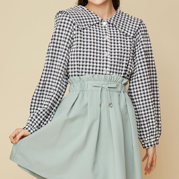 堅実な究極の 期間限定65%OFF】ギンガムチェックえり付きブラウス の商品 トップス