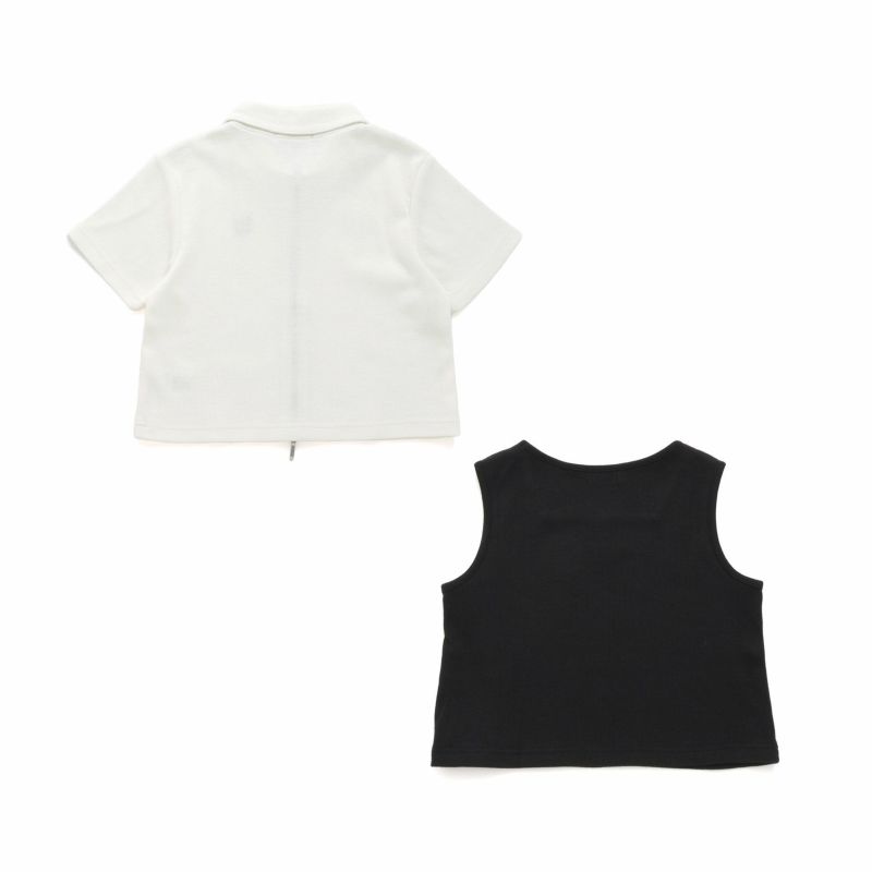 60％OFF】【セットアイテム】襟付きリブZIPカーデ＆タンクセット
