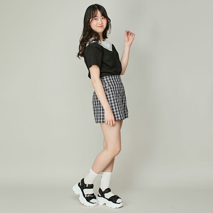 ウエスト調整可能】チェックキュロットパンツ の商品ページ