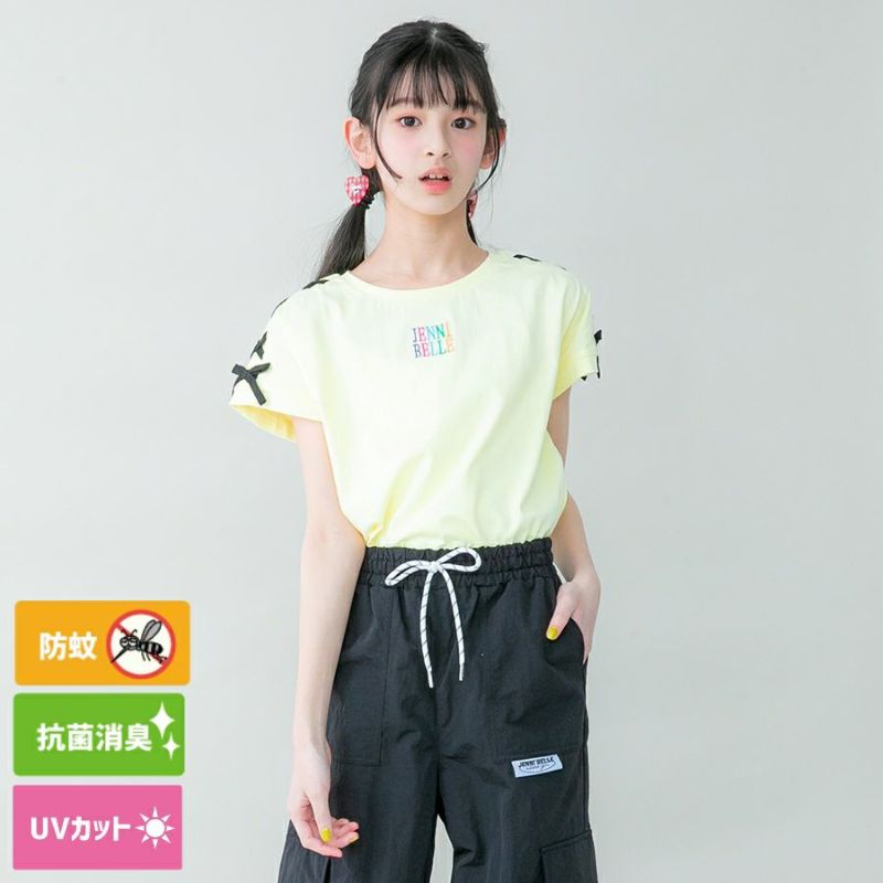 【UVカット】【抗菌防臭】【WEB限定】防蚊そでレースアップTシャツ