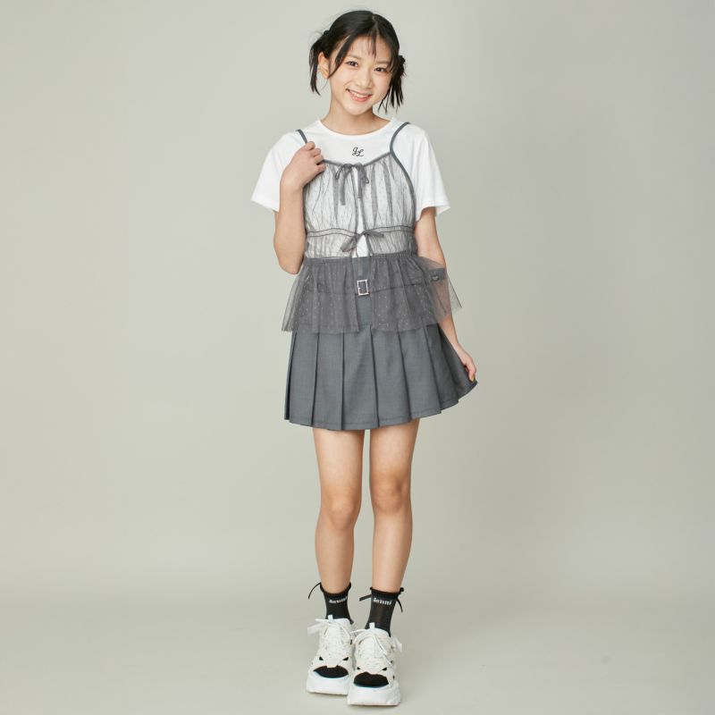 チュールビスチェ＆ロゴTシャツセット(100〜150) KP チュールビスチェ＆ロゴTシャツセット(100～150)(100cm オフ