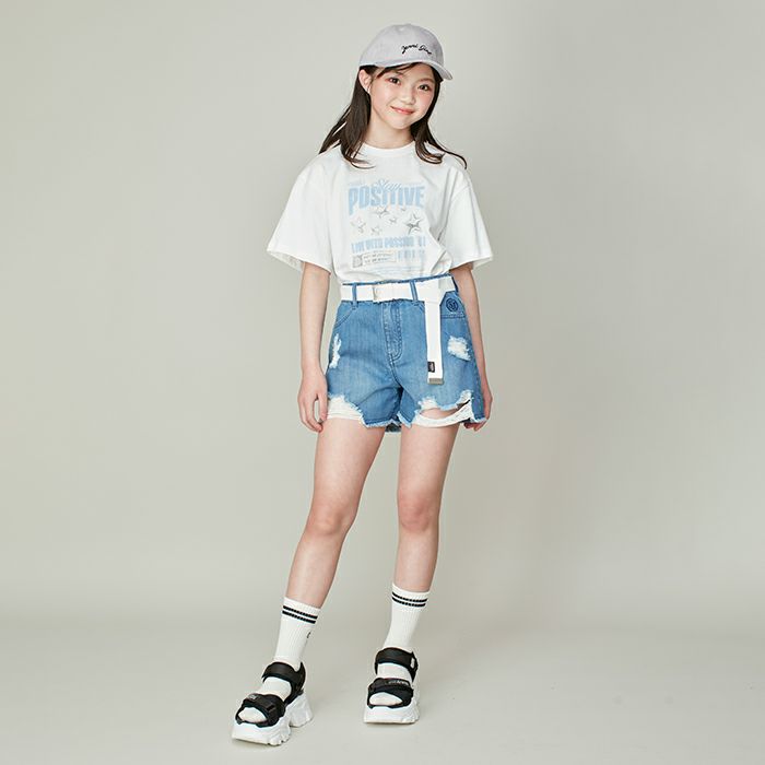 ウエスト調整可能】ダメージデニムショートパンツ の商品ページ