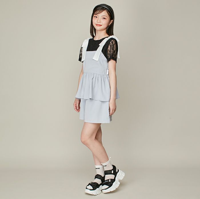 NewJeans ３点セット セットアイテム】【ウエスト調整可能】ビスチェ＋キュロット