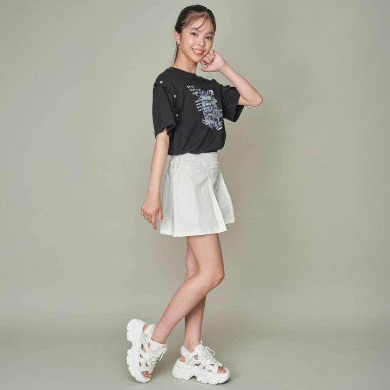 CCLTEAM シーシーエルチーム 女の子 130㎝ ウエスト調整可能】【ストレッチ素材】前ZIPタックキュロット の