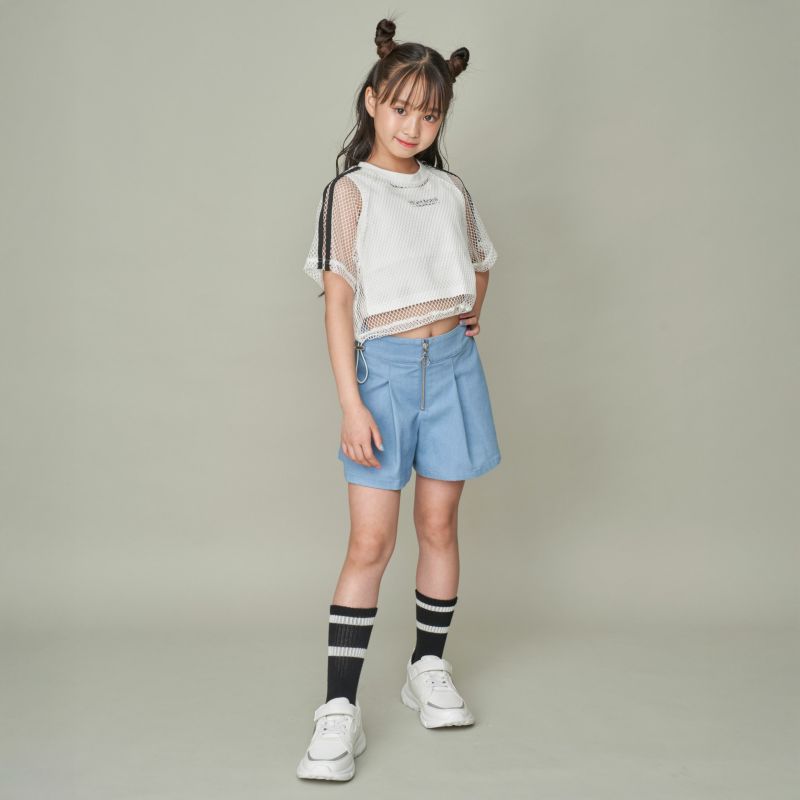 CCLTEAM シーシーエルチーム 女の子 130㎝ ウエスト調整可能】【ストレッチ素材】前ZIPタックキュロット の