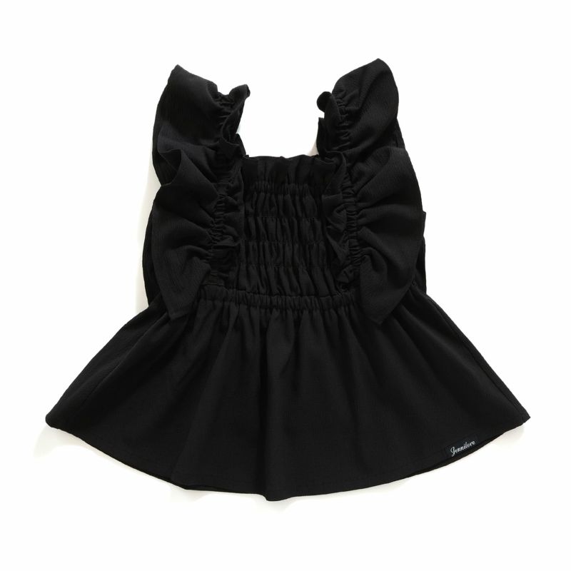 美品☆VELLA♡フリル付きブラックジャケット セール】big collar frill blouse / 付け襟風ビッグカラーフリル